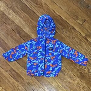 Patagonia Kids' Blue and Orange Hooded Raincoat/Windbreaker